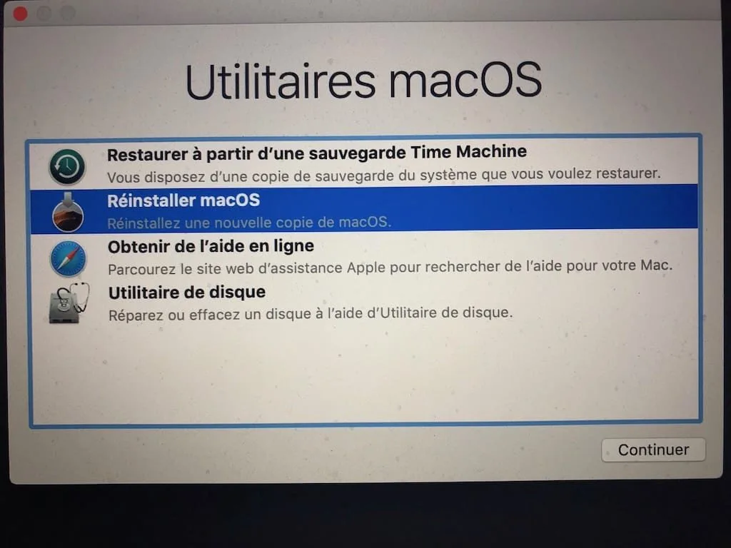 reinstaller macos quand il refuse de demarrer