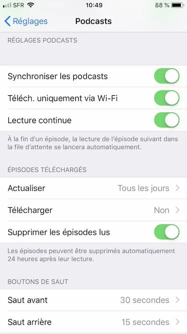 S'abonner à des podcasts sur iPhone et Mac : mode d'emploi 3 reglages podcasts iphone ipad