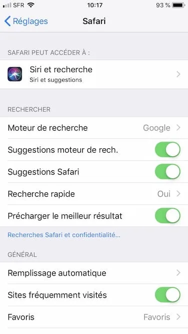 safari moteur de recherche iphone changer