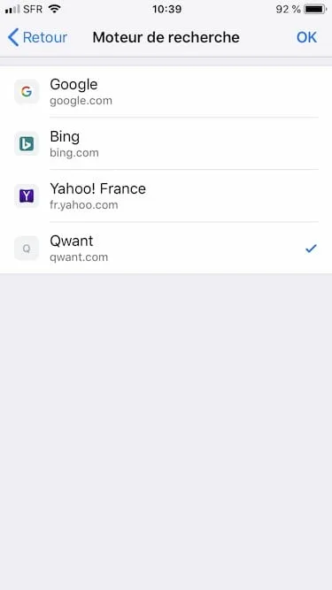 utiliser Qwant sur iPhone