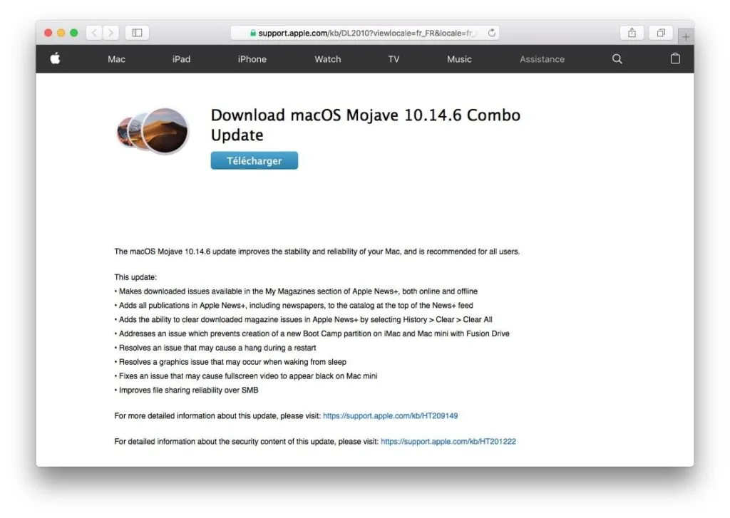 macOS Mojave 10.14.6 combo download