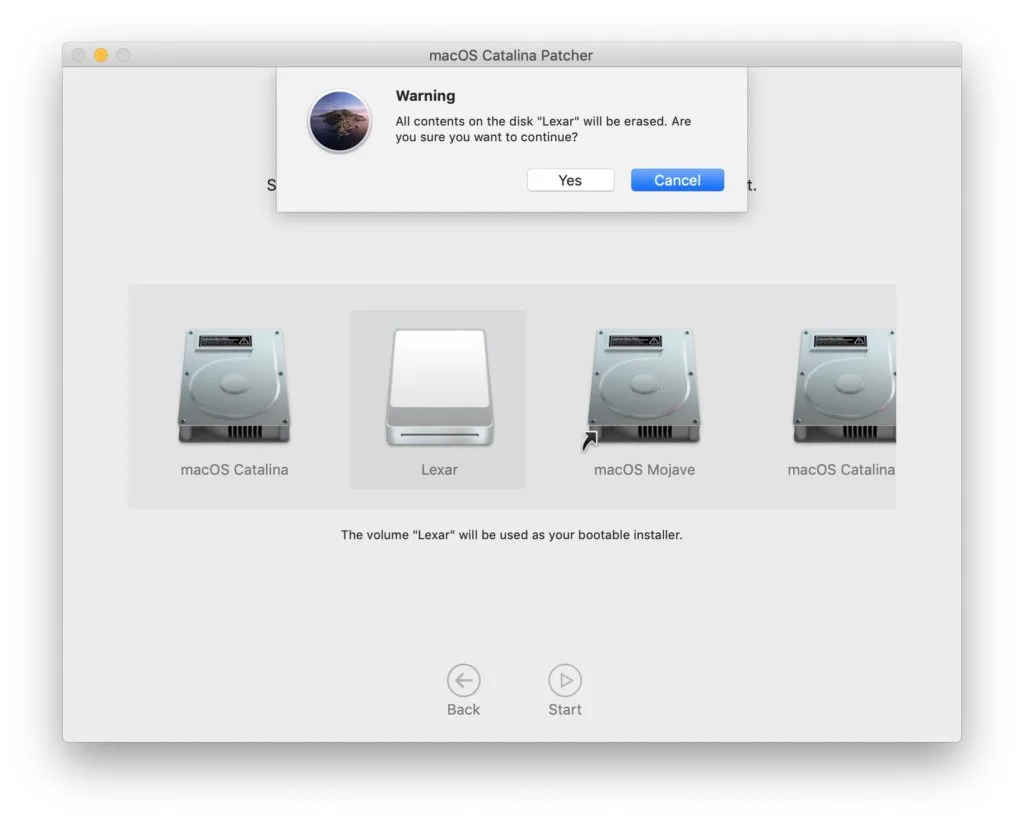 creer boot installer catalina patch