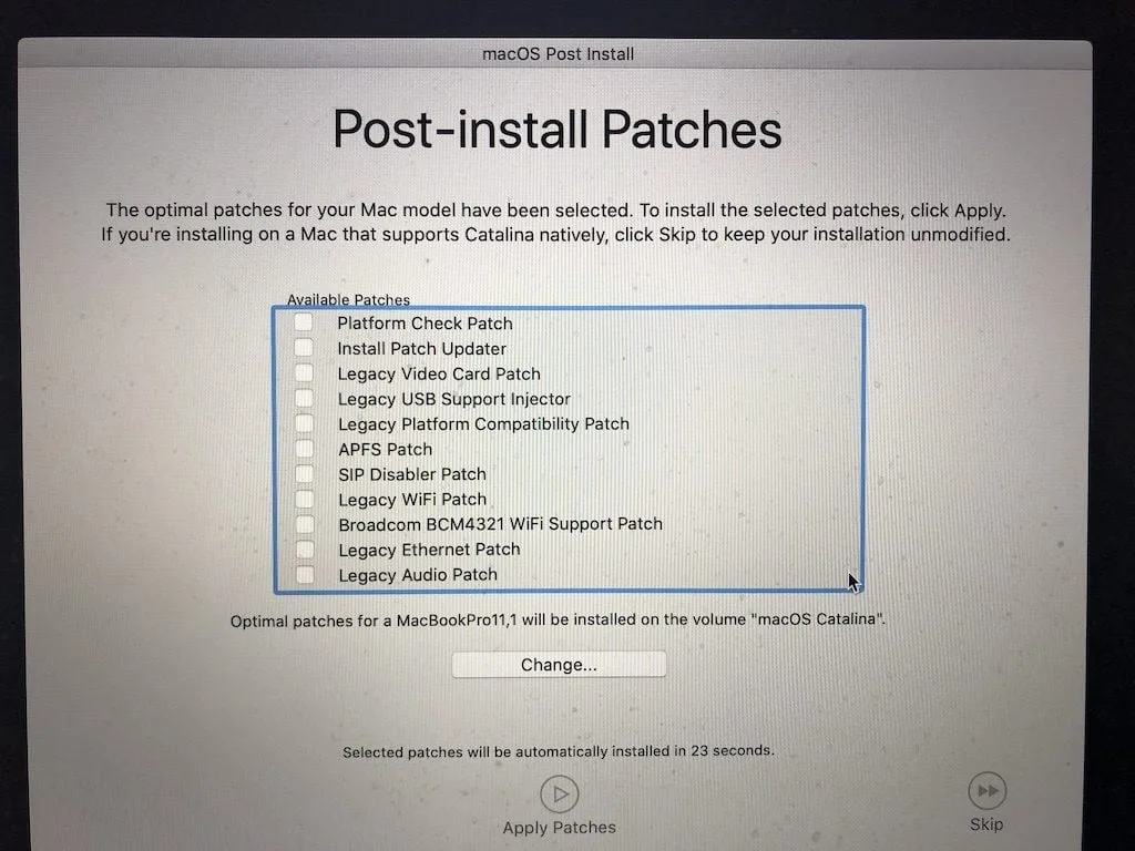 macOS Catalina Post-install Patches