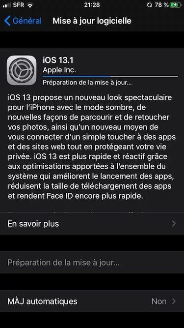 download ios 13.1 telechargement en cours