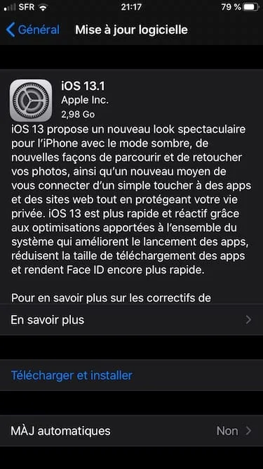 ios 13.1 pour iphone ipod
