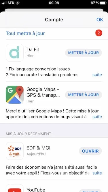 mettre a jour apps au cas par cas ios 13