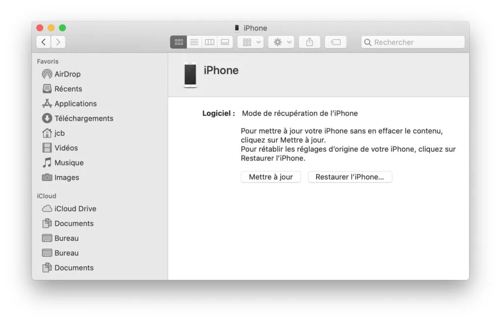 mode de recuperation iphone pour dowgrader ios 13 vers ios 12