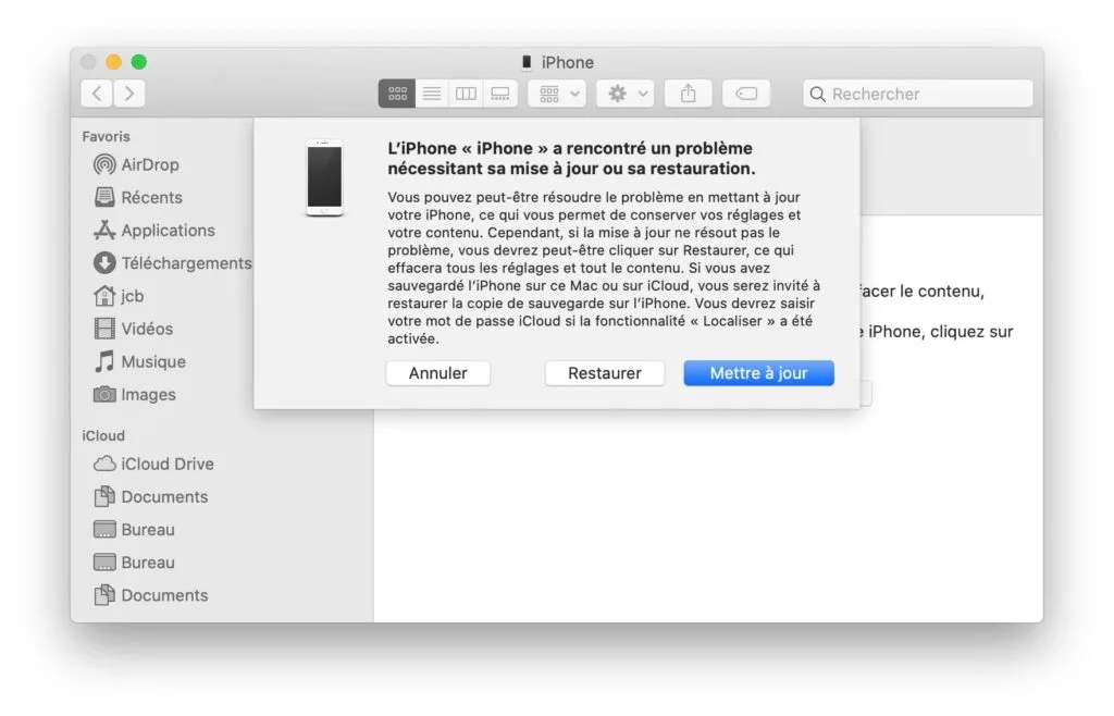 restauration iPhone ios 12