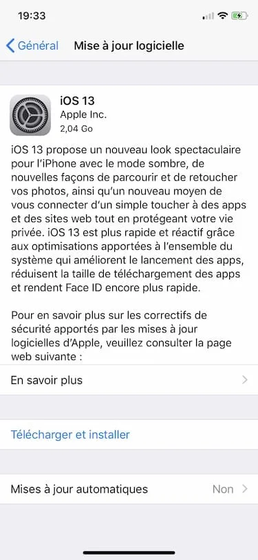 telecharger ios 13 et installer