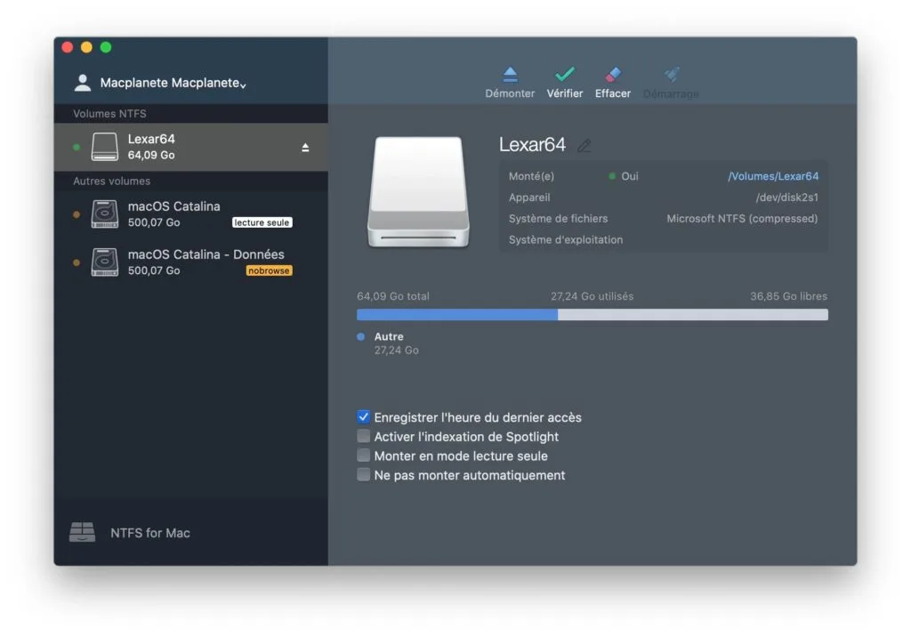 copier fichier en ntfs sur macos catalina