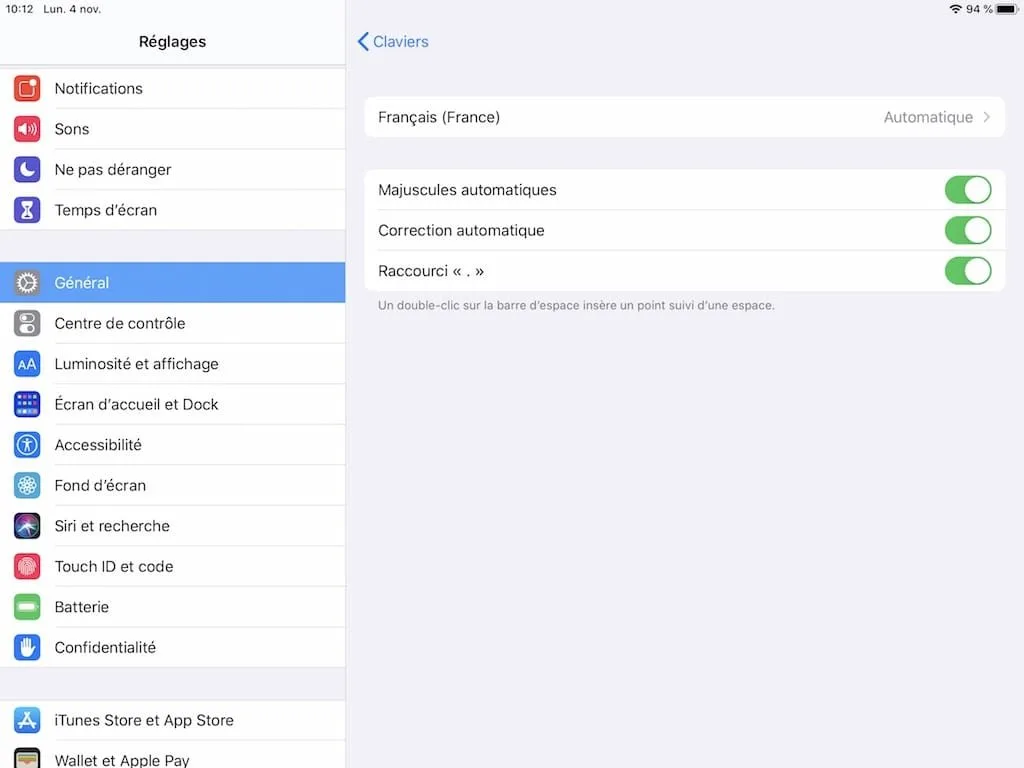 connecter un clavier a son iPad iPadOS 13 reglages