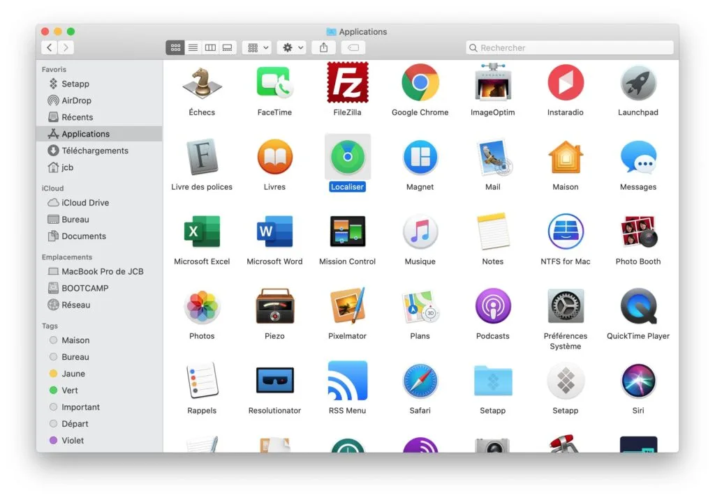 Localiser application macos Catalina