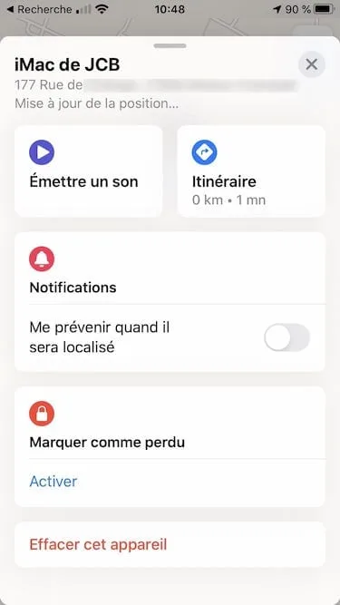 iphone perdu itineraire marquer comme perdu