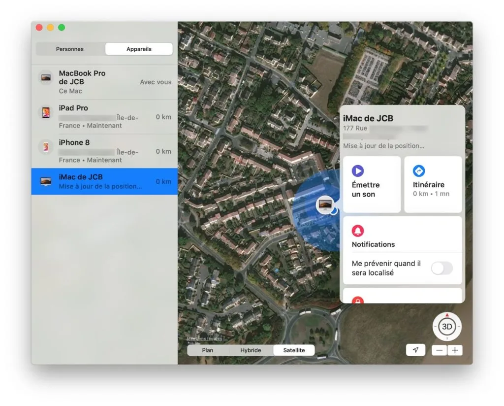 localiser son iphone emettre un son itineraire