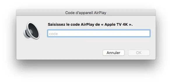 Faire une capture d'écran sur Apple TV 4K (image ou vidéo) 5 saisissez le code AirPlay Apple TV 4K