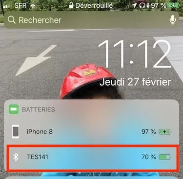 affichage widget batterie bluetooth sur iphone ipad ipod