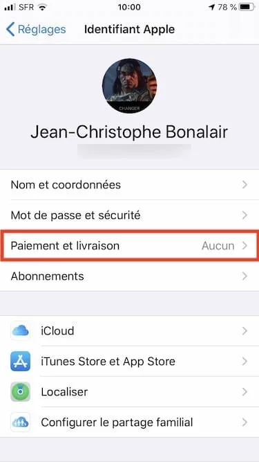 Ajouter un mode de paiement sur iPhone