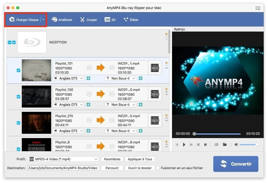 Ripper un Blu-ray sur Mac en 3 étapes 3 Ripper un Blu-ray sur Mac avec AnyMP4 blur-ray ripper