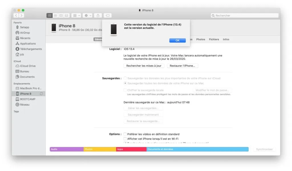 iPhone ios 13.4 version actuelle