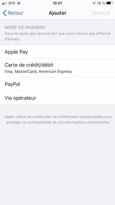 mode de paiement iphone apple pay carte de credit paypal operateur