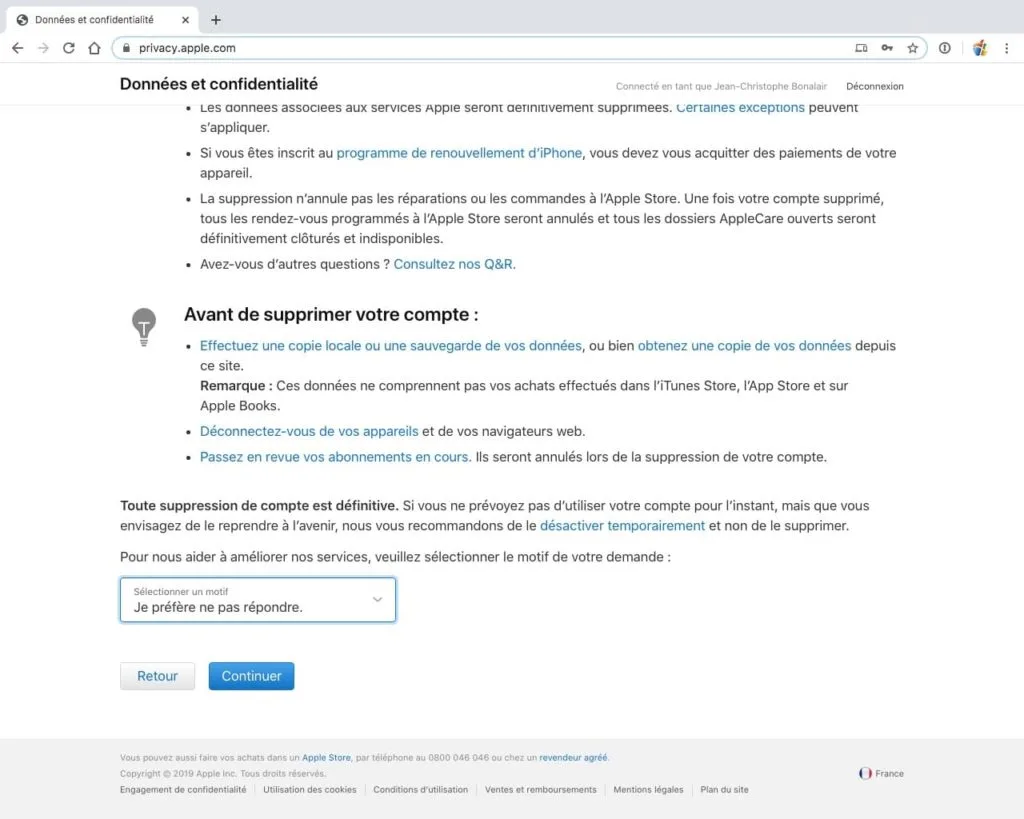 Supprimer son compte Apple temporairement ou définitivement 5 suppression compte apple definitive ou temporaire 7 jours