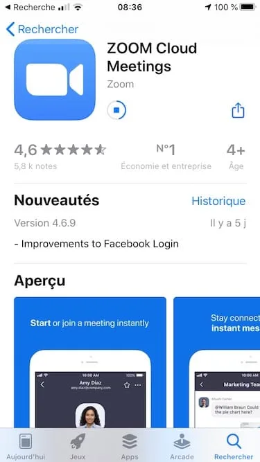 Installer Zoom pour iPhone