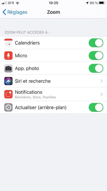 Zoom iPhone reglages
