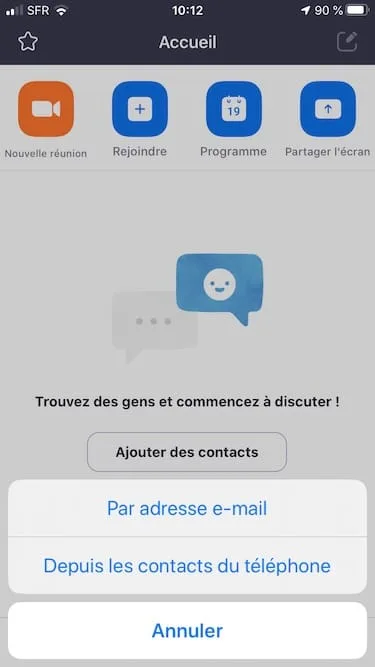 ajouter contacts zoom iphone