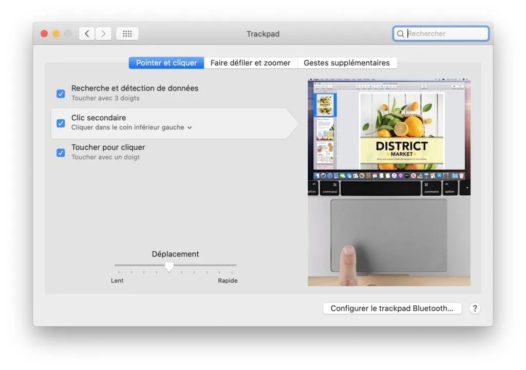 clic trackpad gauche pour gaucher Catalina