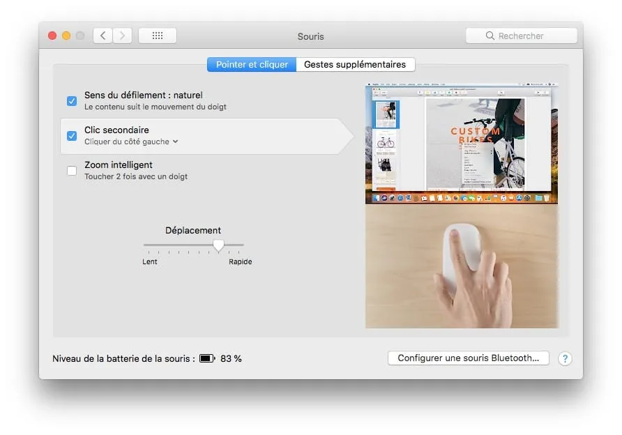 mac changer clic secondaire droit