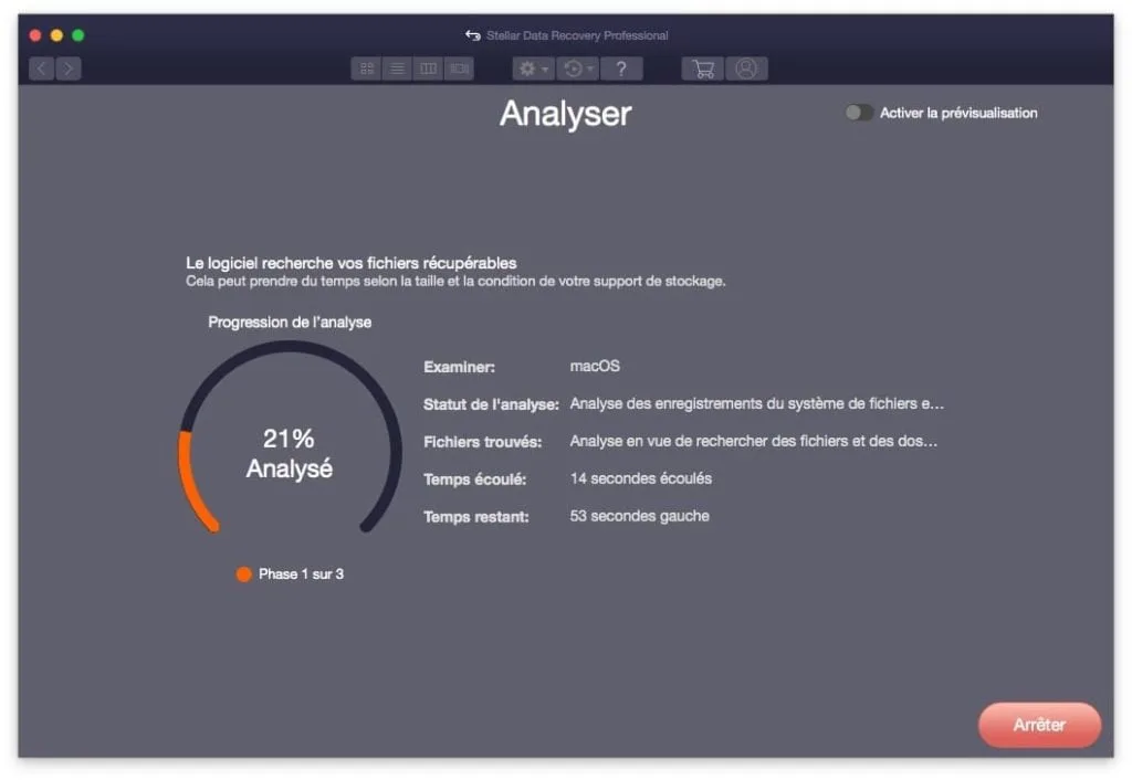 recherche de fichiers recuperables sur mac
