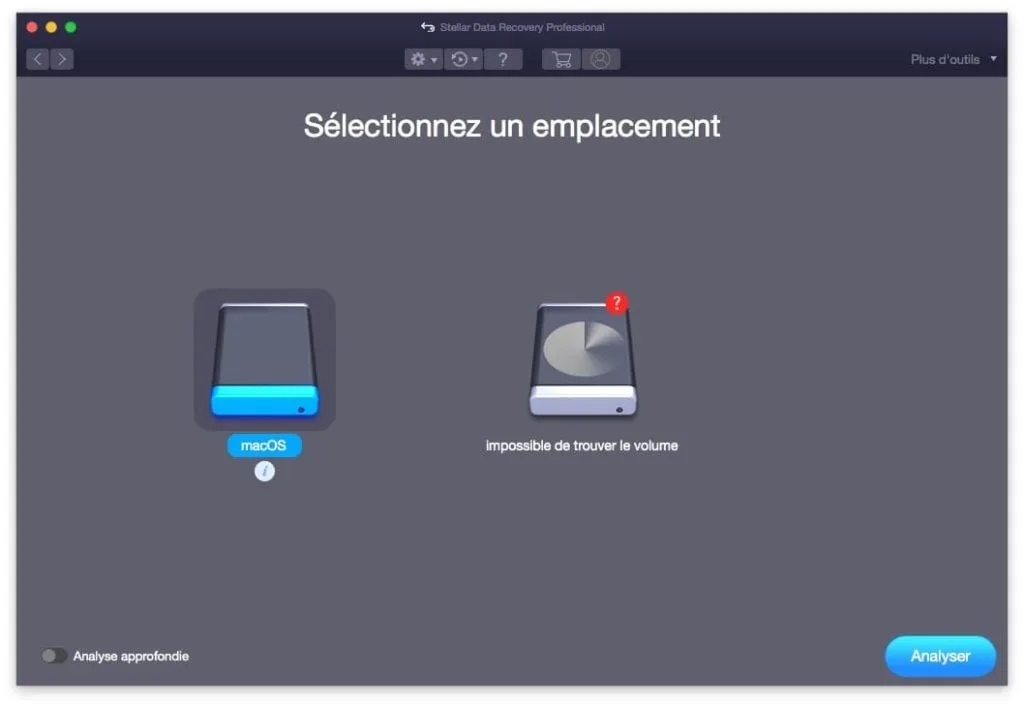 selection disque principal macos recuperation de fichiers supprimes