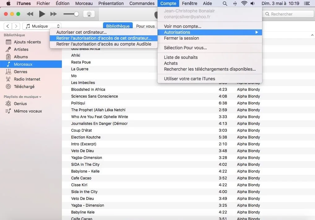 effacer son Mac avant de le vendre retirer autorisation iTunes