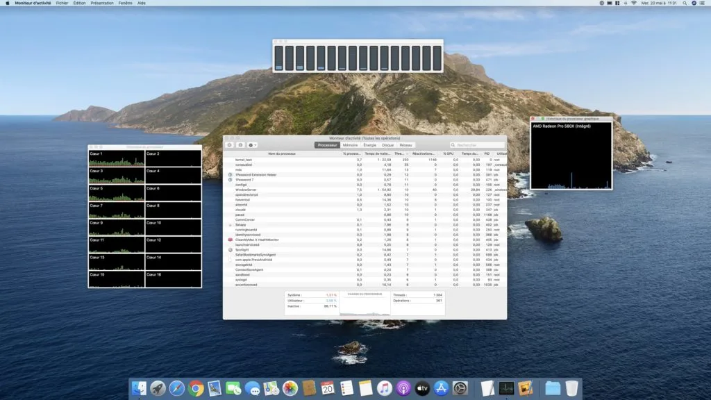 moniteur dactivite mac afficher cpu coeurs threads