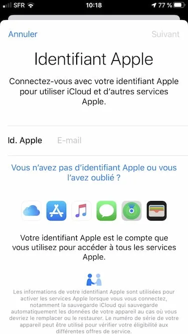 creer un identifiant Apple sans mode de paiement