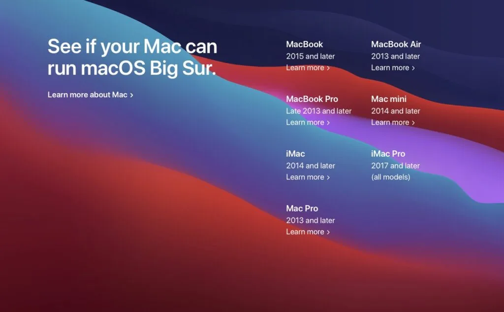 macOS Big Sur (11.0) : liste des Mac compatibles 2 macOS Big Sur 11.0 verifier liste des Mac compatibles