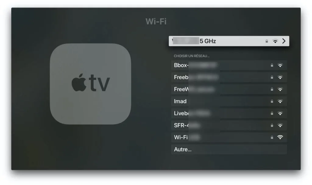 parametre wifi apple tv