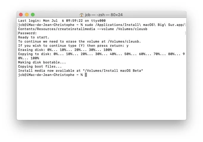 Créer une clé USB bootable macOS Big Sur (11.0) 8 Creation programme installation amorcable macOS Big Sur