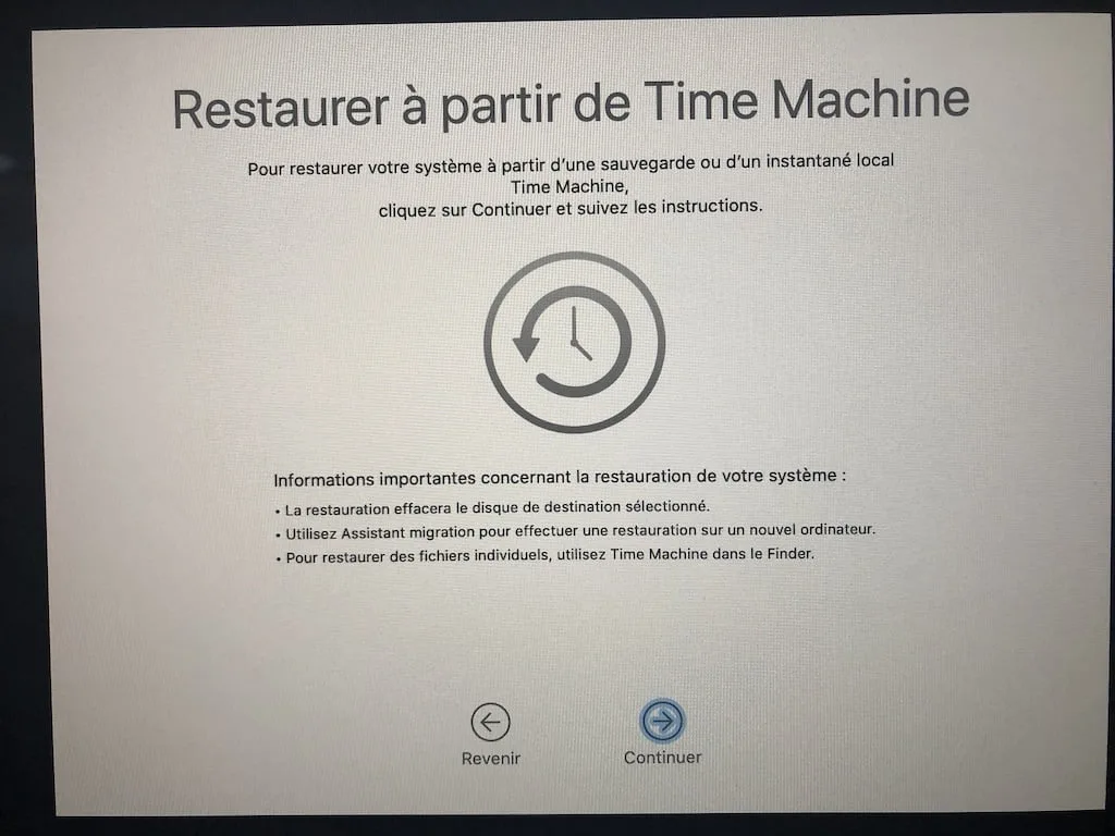 Downgrade macOS Big Sur (11.0) vers macOS Catalina (10.15) 2 Downgrade macOS Big Sur a partir de Time Machine