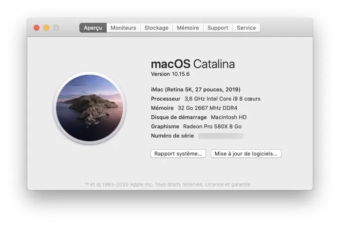 Installer macOS Big Sur avec VMware Fusion verifier puissance Mac