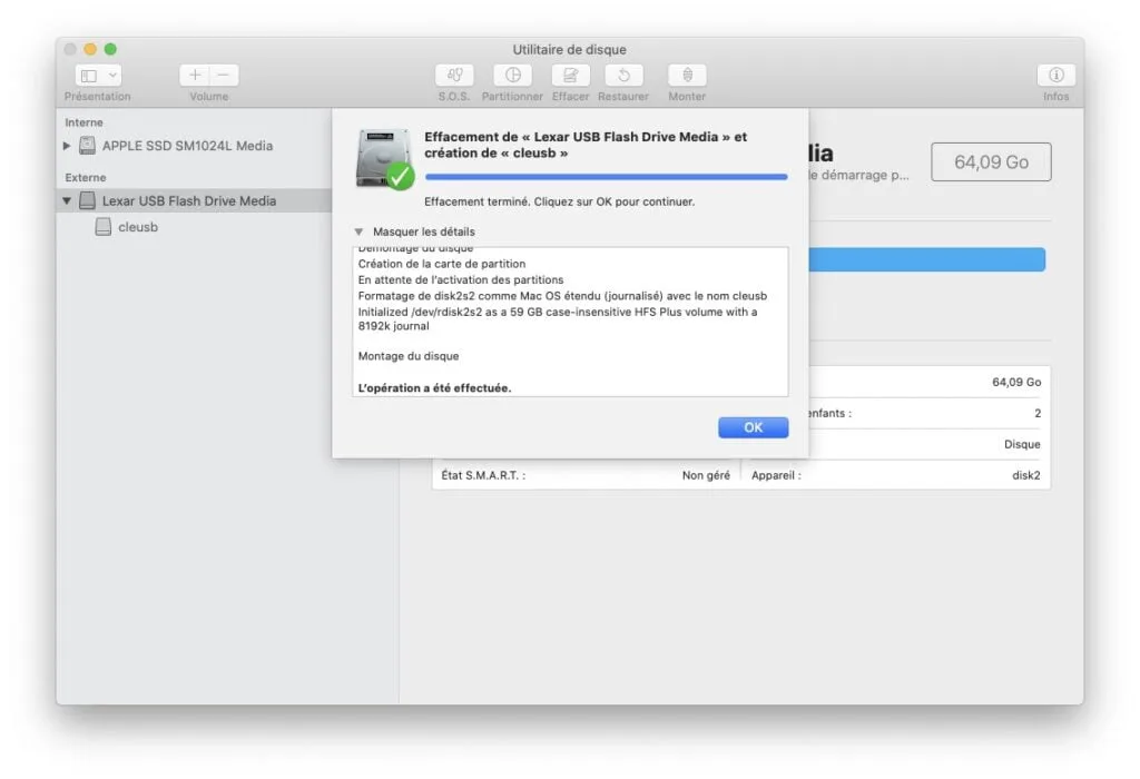 Créer une clé USB bootable macOS Big Sur (11.0) 3 cle usb macos big sur formater