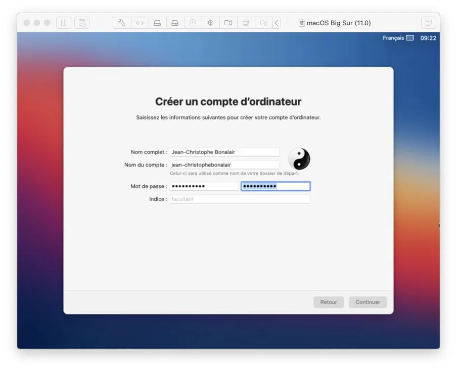 creer un compte d ordinateur macos big sur