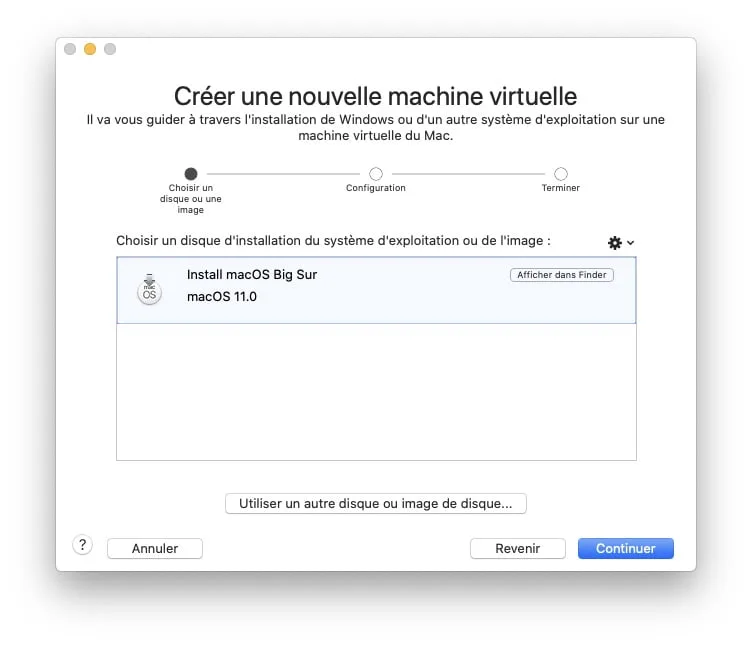 installation big sur avec vmware
