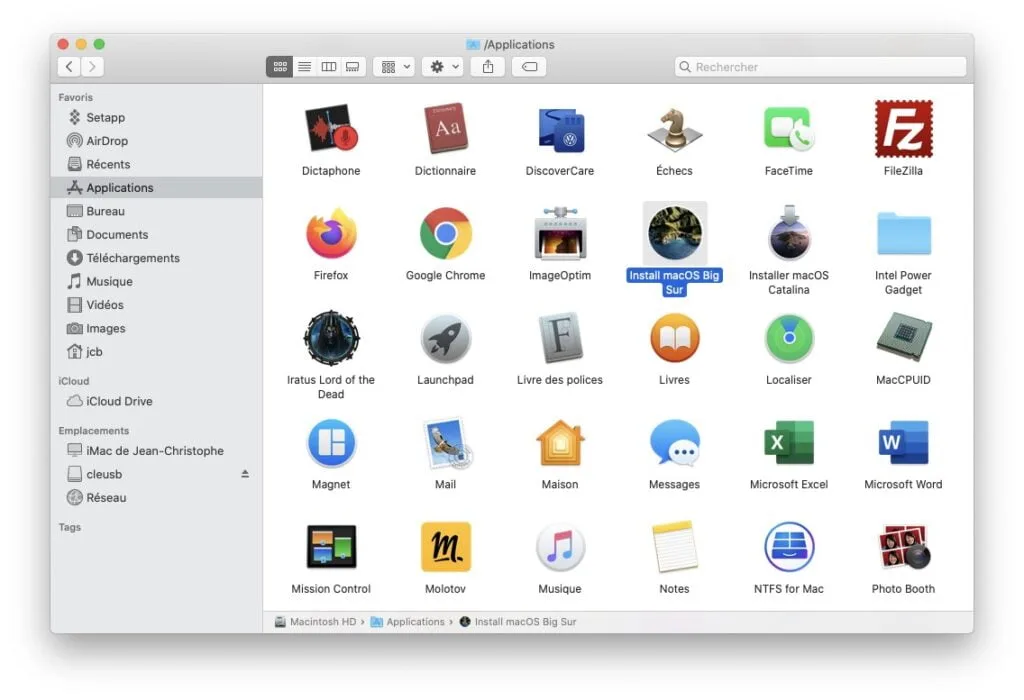 Créer une clé USB bootable macOS Big Sur (11.0) 4 telecharger fichier Install macOS Big Sur