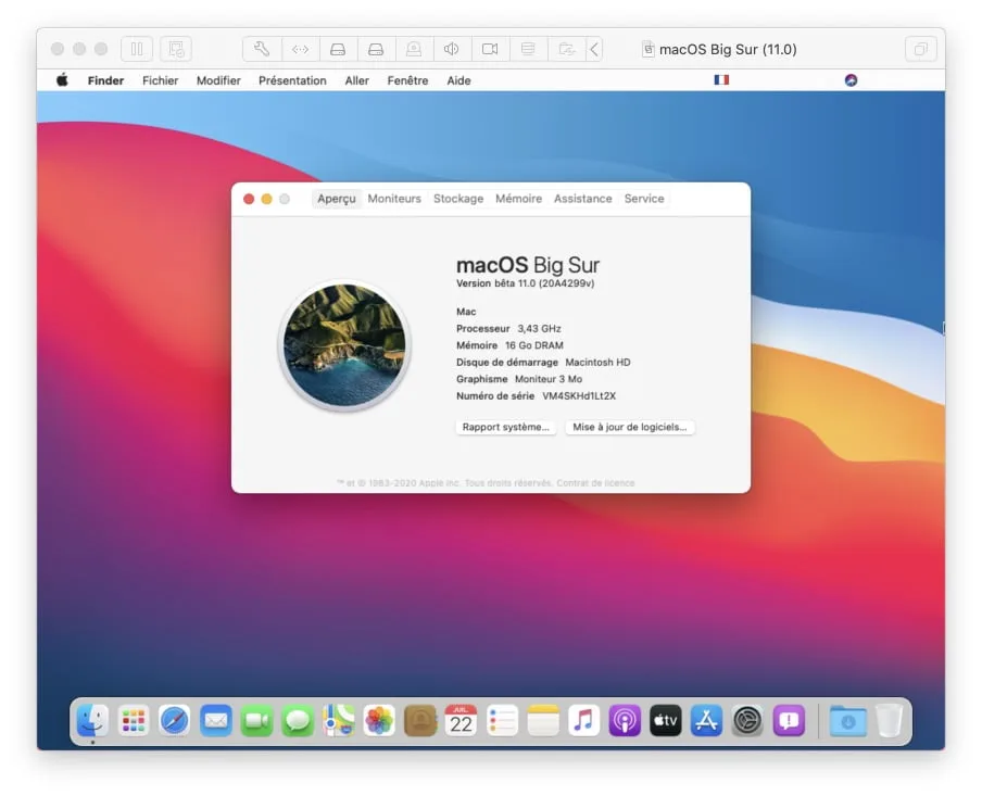 tester macos big sur avec vmware