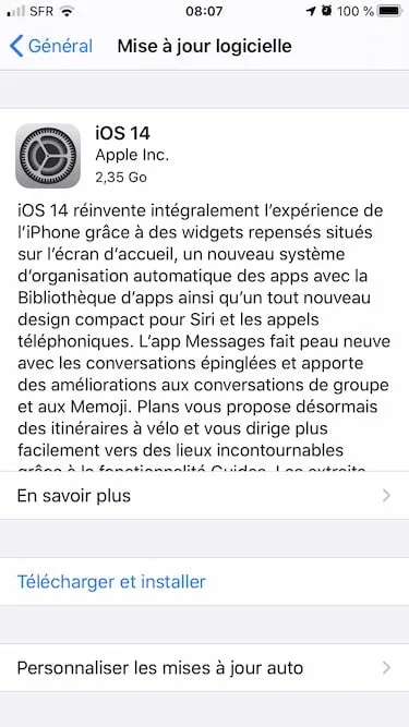 Telecharger iOS 14 iPhone et iPod touch