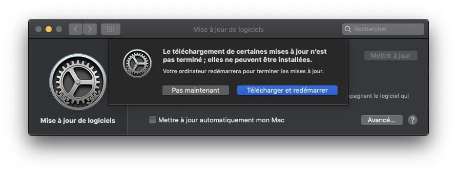 macOS Catalina 10.15.7 telecharger et redemarrer