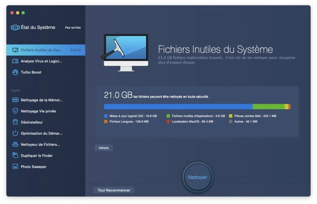 supprimer fichiers inutiles macos big sur