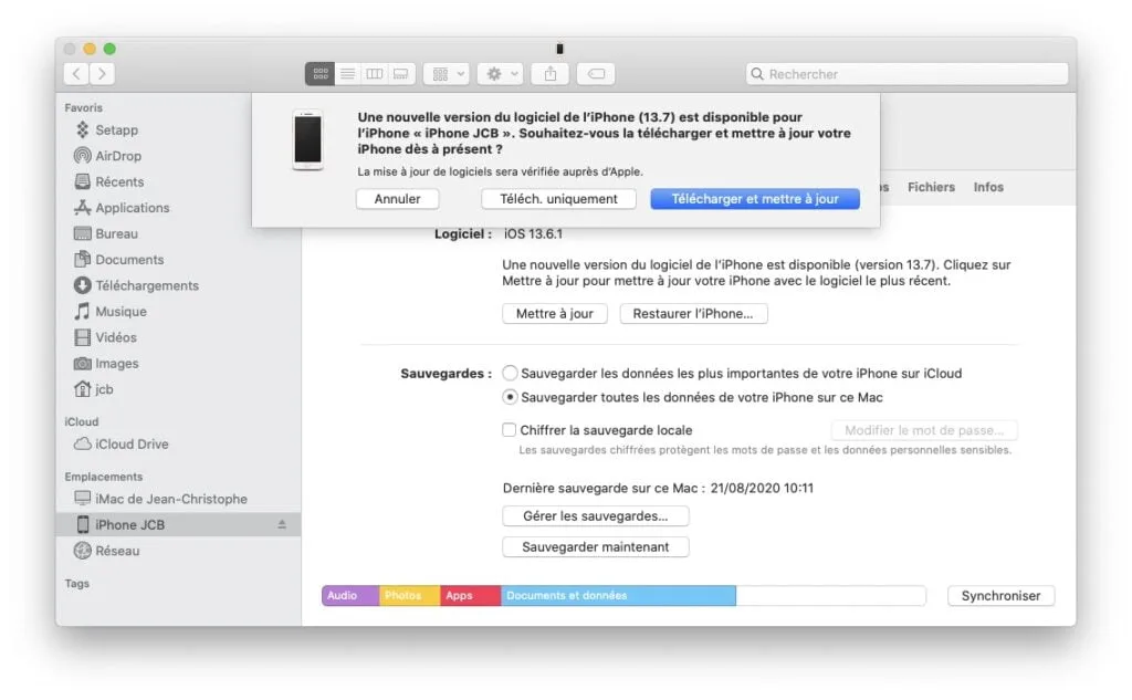 telecharger et mettre a jour iPhone iOS 13.7