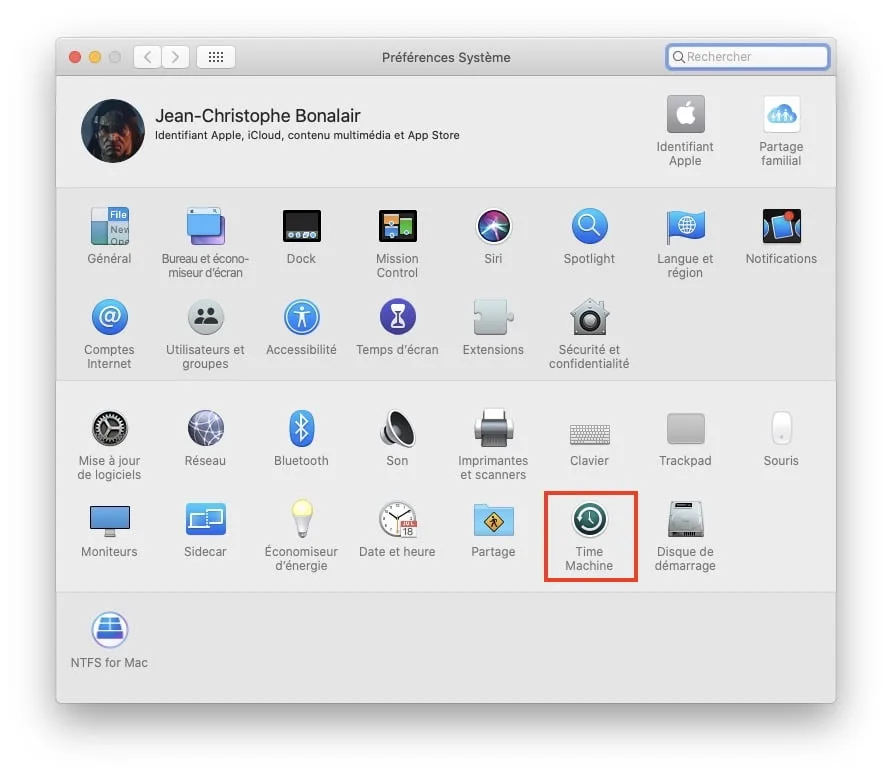 Formater un disque pour Time Machine preferences systeme